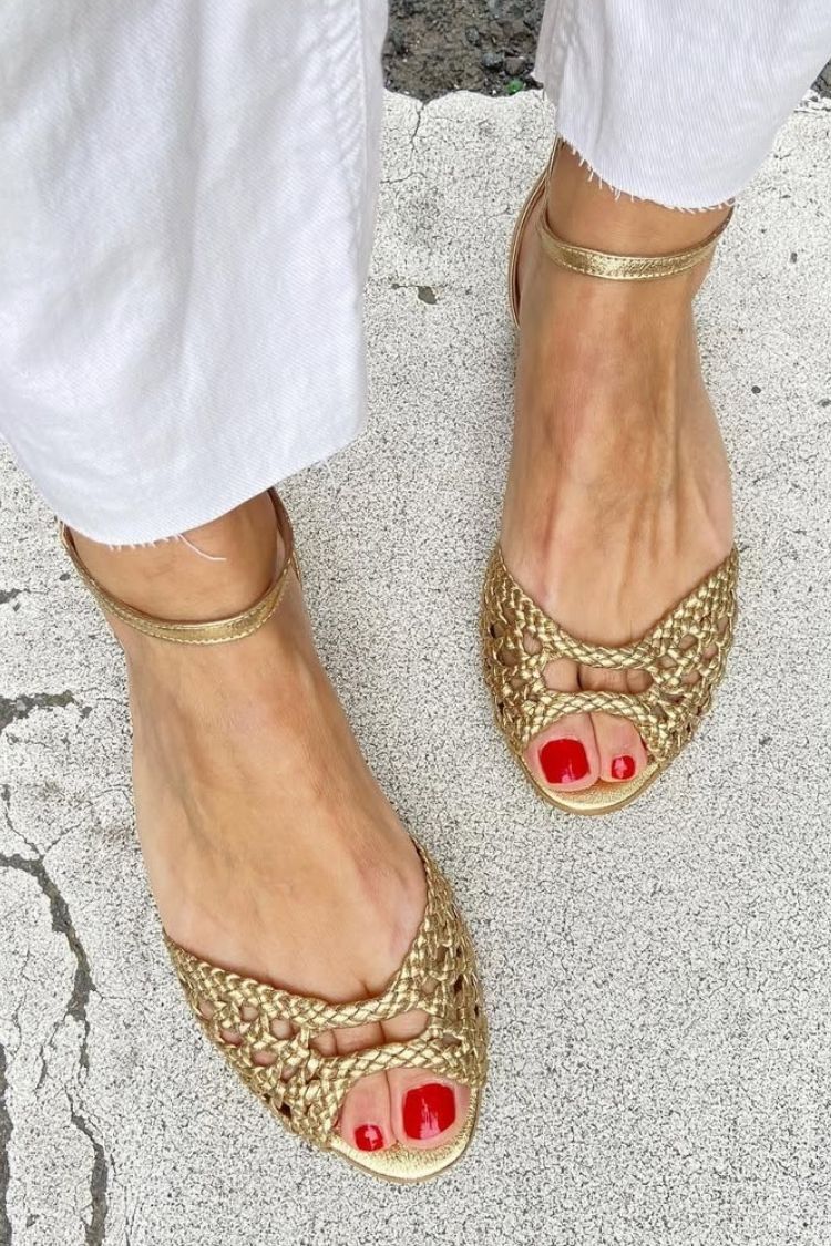 Isa | Sandalias Trenzadas Doradas