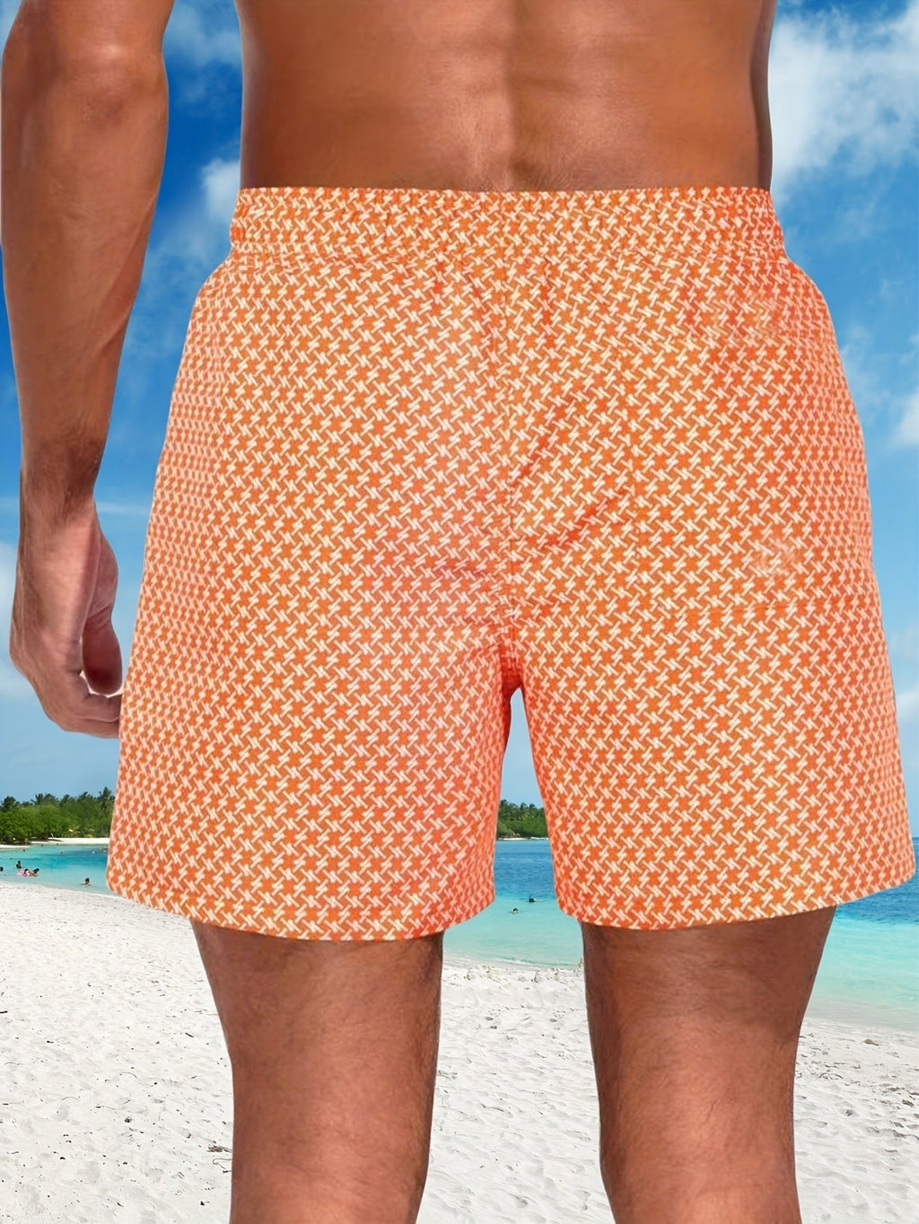 Santiago | Bañador Corto Estampado Geométrico Hombre Cordón Ajustable