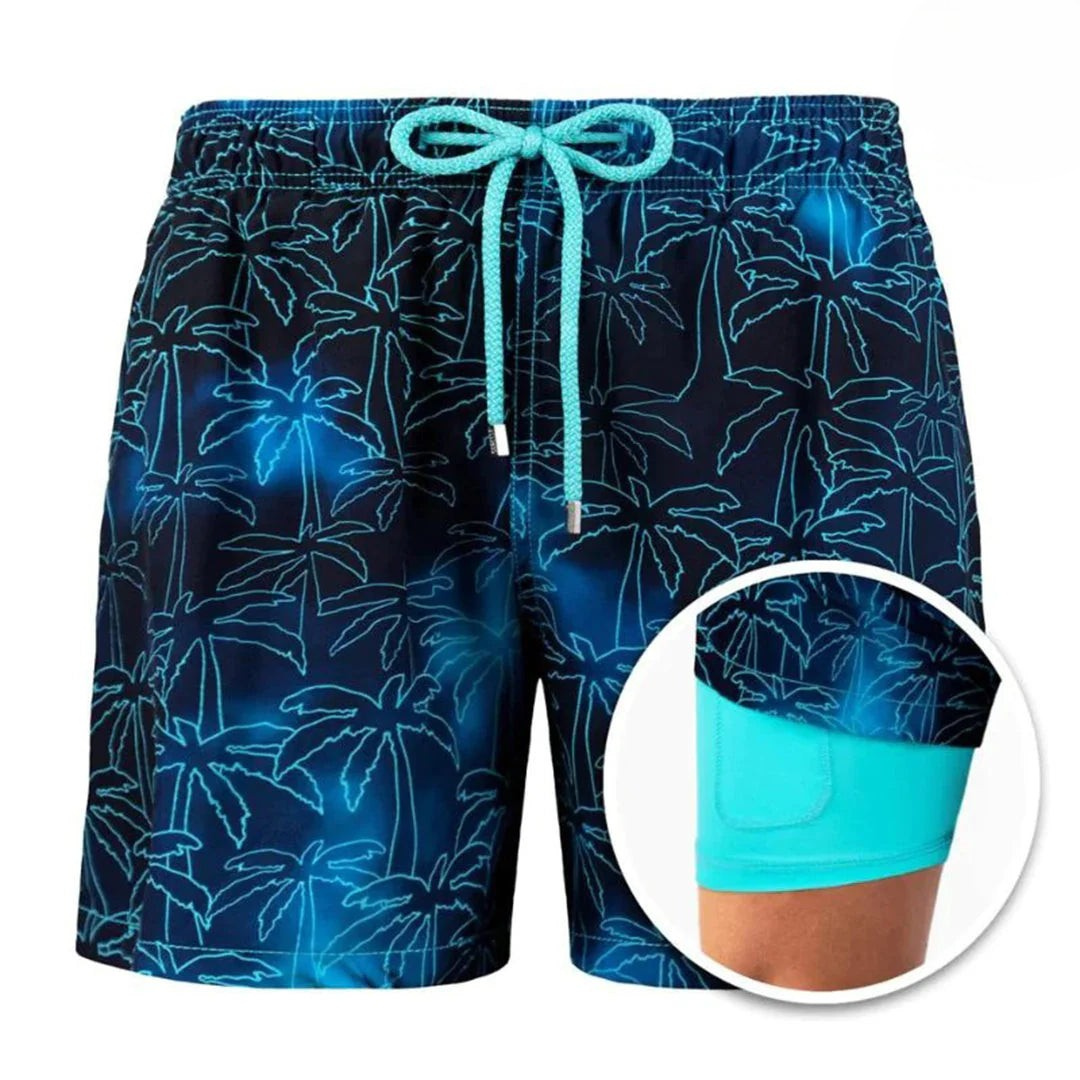 Tomás | Bañador de Natación Estampado Tropical Hombre Cintura Elástica