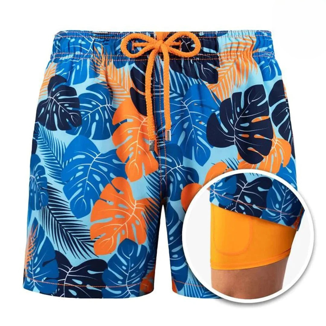 Tomás | Bañador de Natación Estampado Tropical Hombre Cintura Elástica