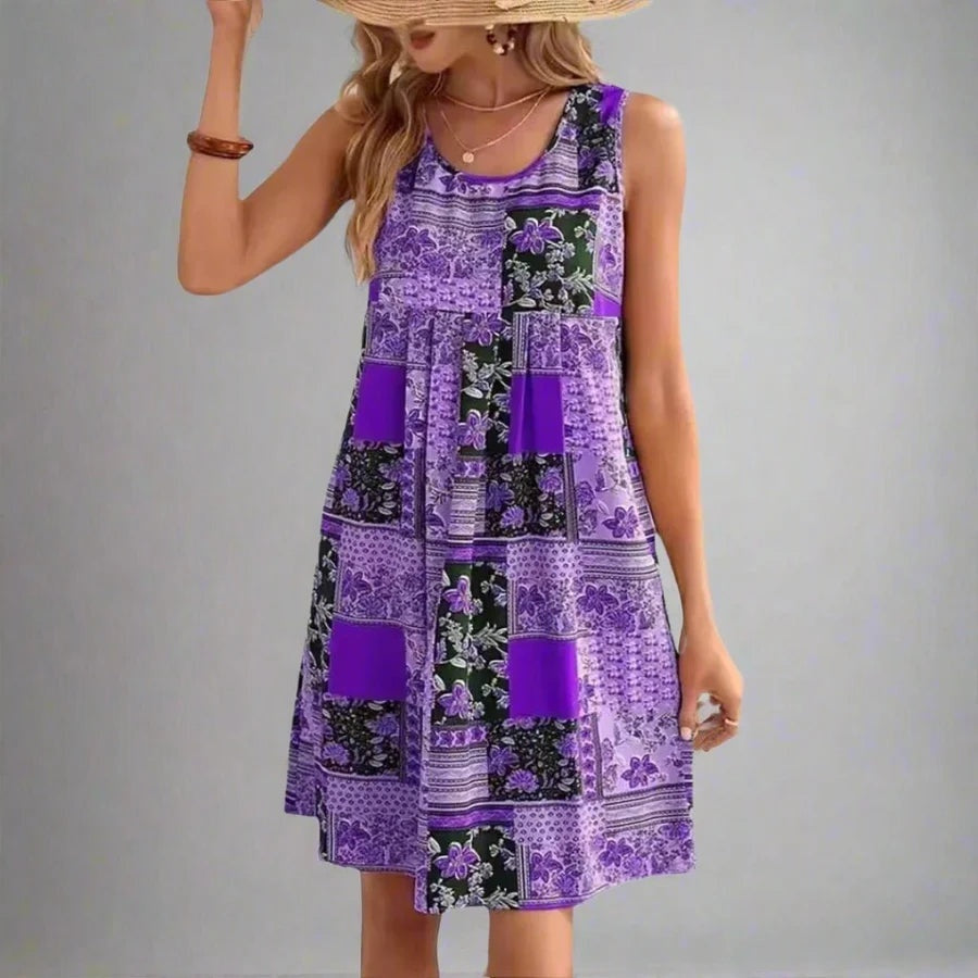 Martina | Vestido Corto Patchwork Boho de Verano Mujer Sin Mangas