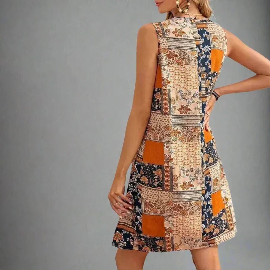 Martina | Vestido Corto Patchwork Boho de Verano Mujer Sin Mangas